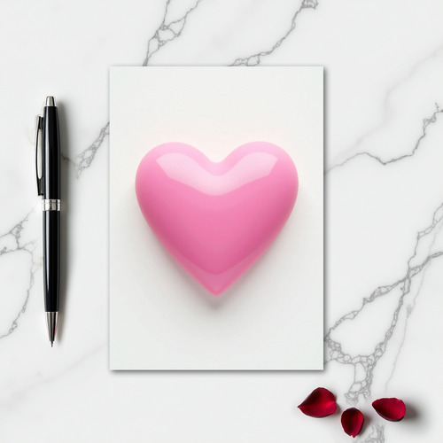 Simple Pink Enamel Heart Card