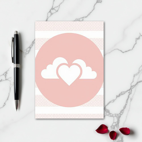 Simple Pink Heart Clouds Card