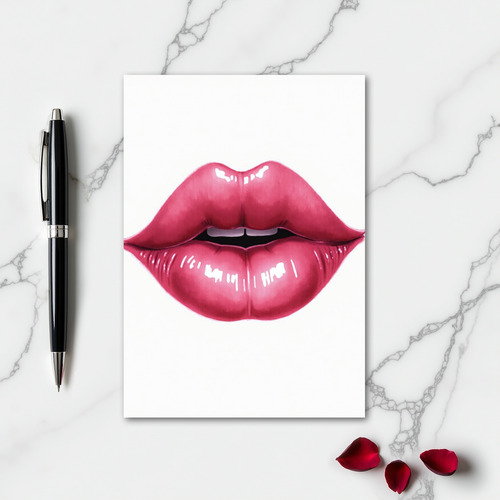 Simple Pink Lips Kiss Card