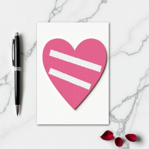 Simple Pink Striped Heart Card
