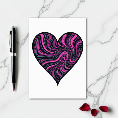 Simple Pink Swirl Heart Card