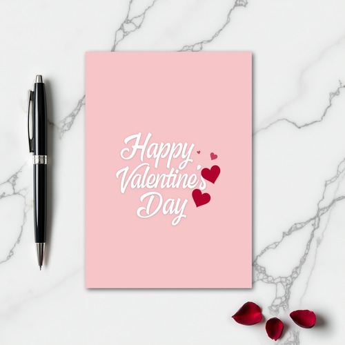 Simple Pink Valentine Hearts Card