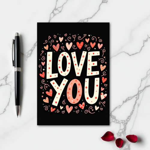 Simple Polka Dot Love You Card
