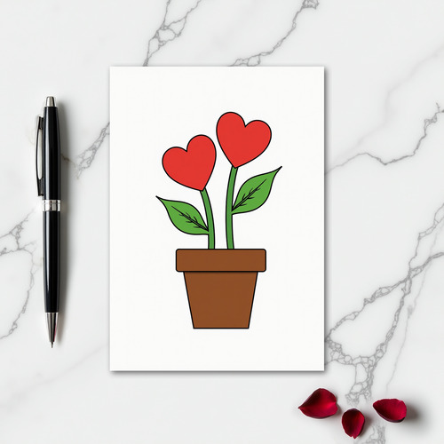 Simple Potted Hearts Card