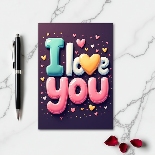 Simple Puffy Hearts I Love You Card