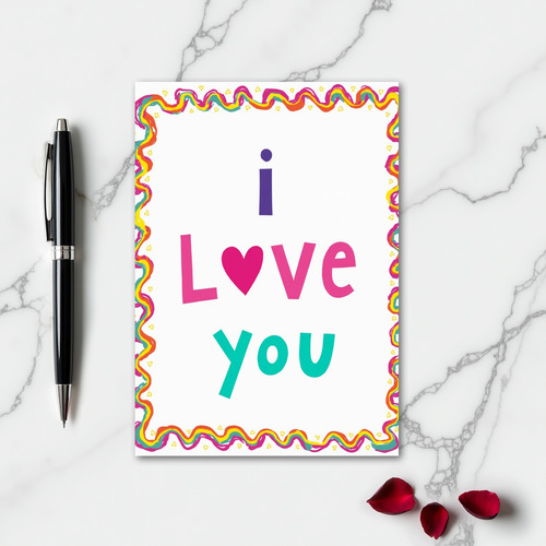 Simple Rainbow Wavy I Love You Card