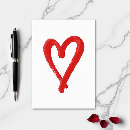 Simple Red Brushstroke Heart Card