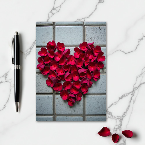 Simple Red Floral Heart Card