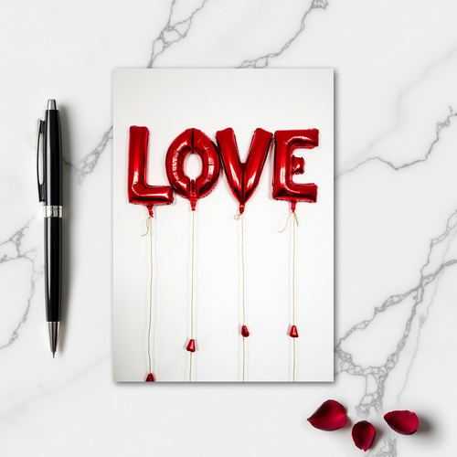 Simple Red Foil Love Balloons Card