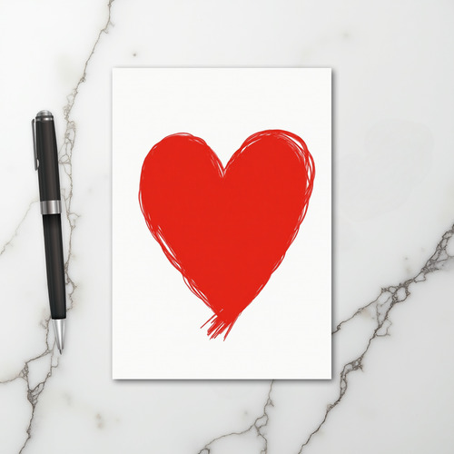 Simple Red Hand Drawn Heart Card
