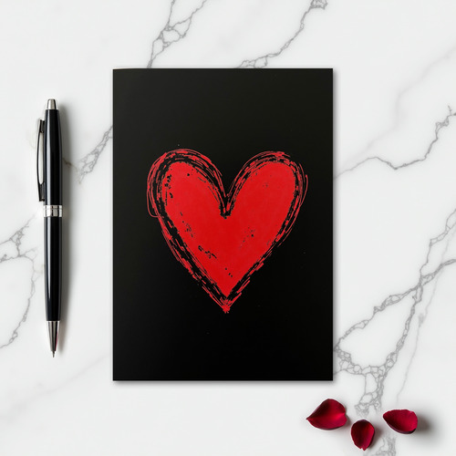 Simple Red Heart Brushstroke Card