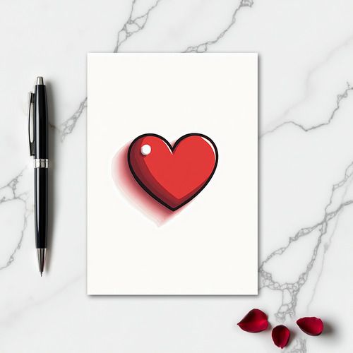 Simple Red Heart Minimalist Glossy Card