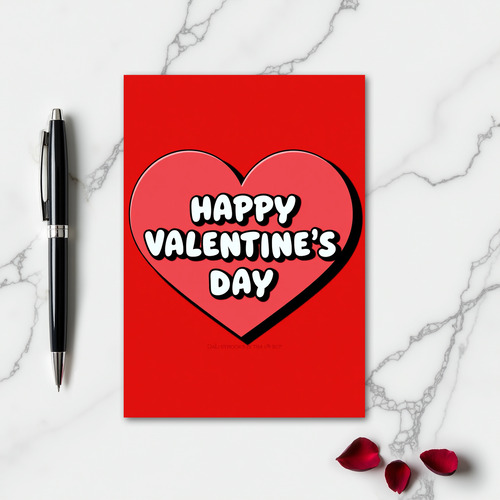 Simple Red Heart Valentines Card