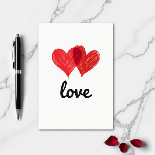 Simple Red Hearts Love Card
