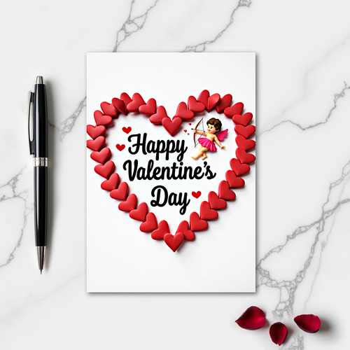 Simple Red Hearts Valentine Card