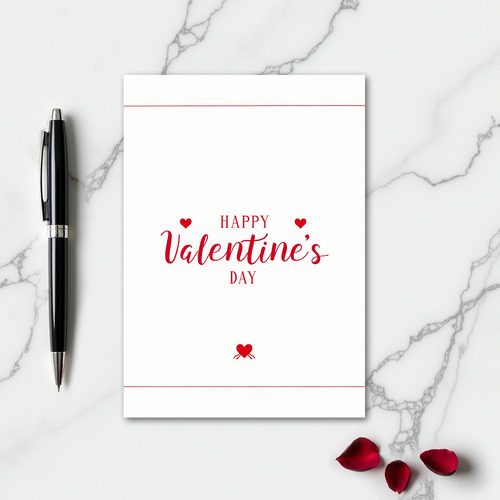 Simple Red Hearts Valentines Card