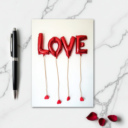 Simple Red Love Balloon Card