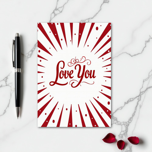 Simple Red Love You Burst Dot Card