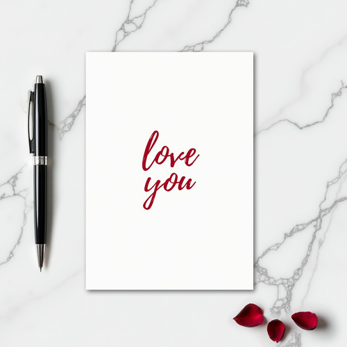 Simple Red Love You Script Card