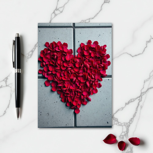 Simple Red Petal Heart Card
