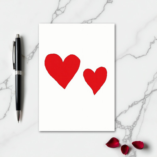 Simple Red Textured Hearts Card