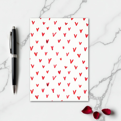 Simple Red V Hearts Card
