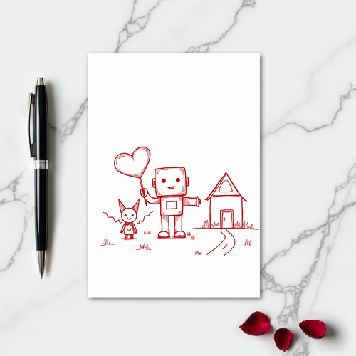 Simple Robot Heart Home Card