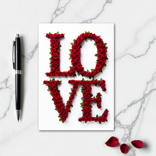 Simple Rose Love Letters Card