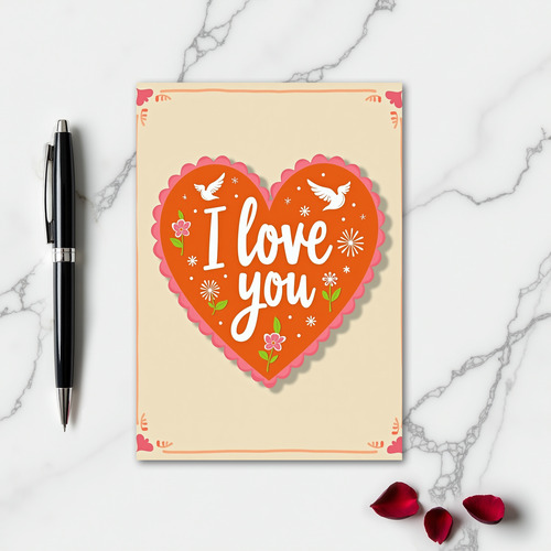 Simple Scalloped I Love You Card