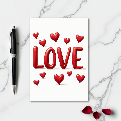 Simple Scattered Hearts Love Card