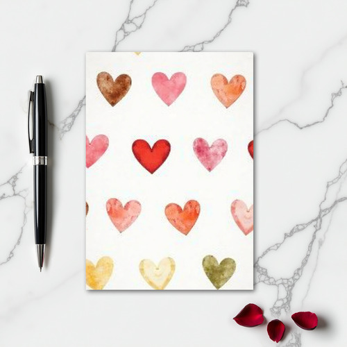 Simple Scattered Watercolor Hearts Card