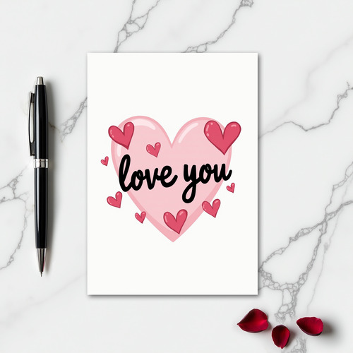 Simple Smooth Love You Hearts Card