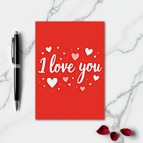 Simple Soft Hearts I Love You Card