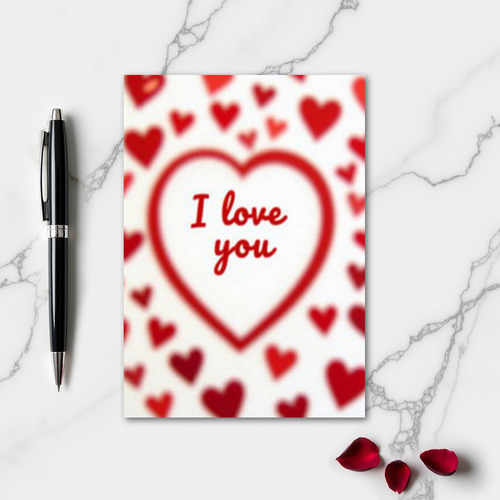 Simple Soft I Love You Hearts Card