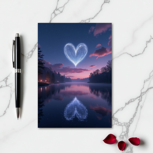 Simple Sparkle Heart Lake Card