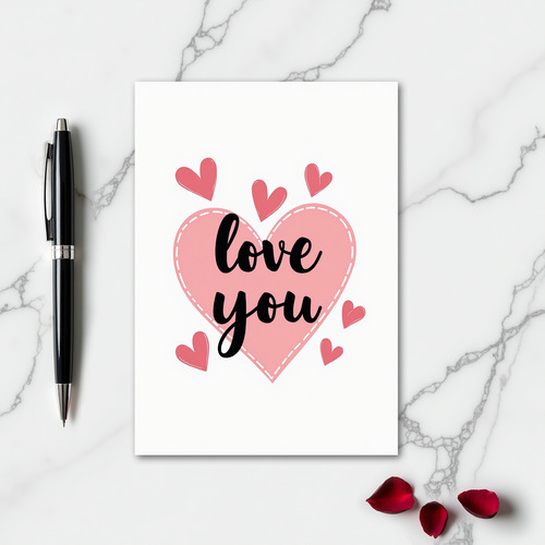 Simple Stitched Love You Card