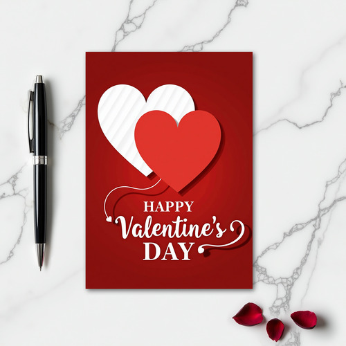 Simple Striped Hearts Valentines Card