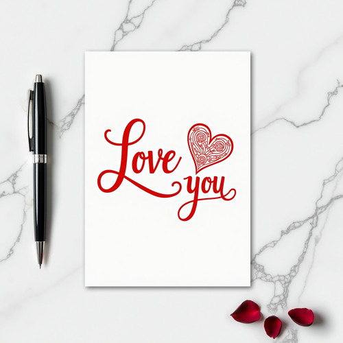 Simple Swirl Heart Love You Card