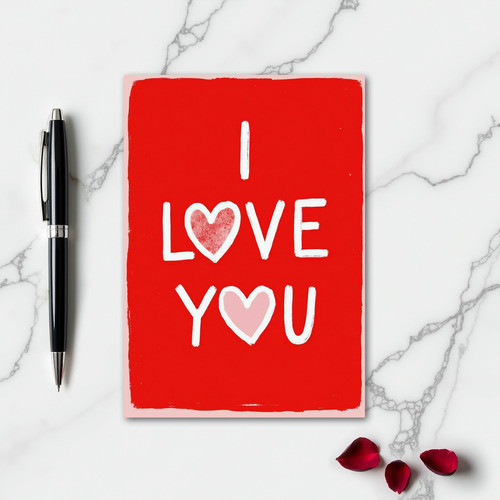 Simple Textured Heart Love You Card