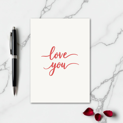 Simple Textured Script Love You Card