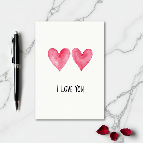 Simple Two Hearts I Love You Card