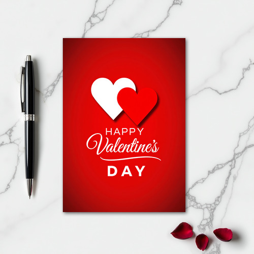 Simple Two Hearts Valentines Card