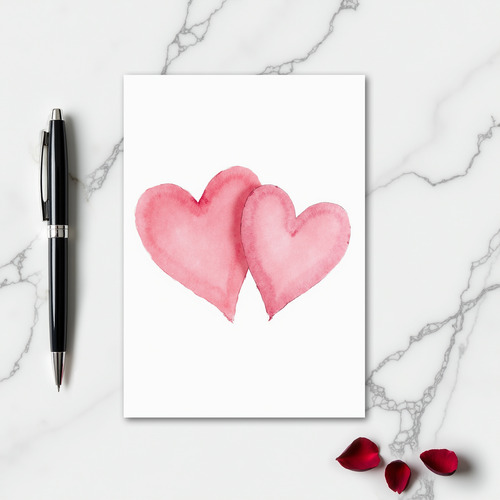 Simple Two Hearts Watercolor Card