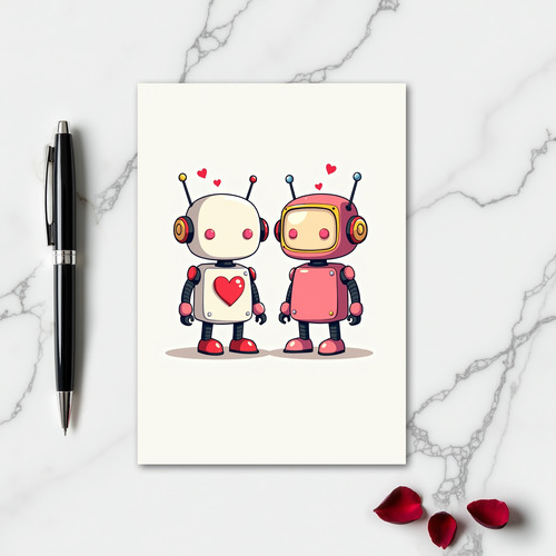 Simple Valentine Robots Card