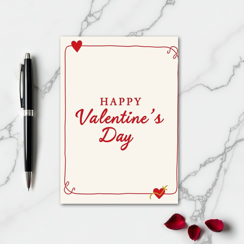 Simple Valentines Frame Gold Accent Card