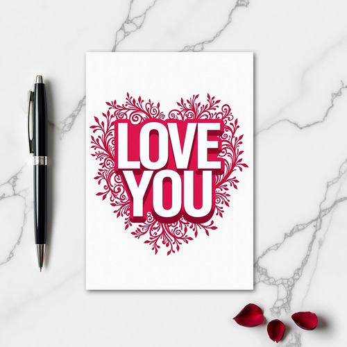 Simple Valentines Love You Card