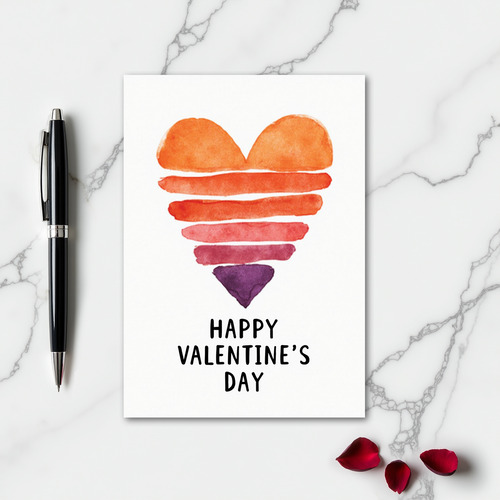 Simple Watercolor Heart Valentine Card