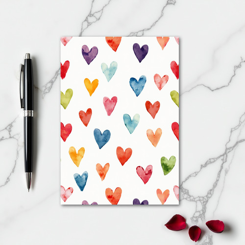 Simple Watercolor Hearts Card