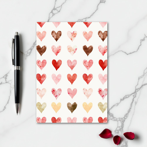 Simple Watercolor Hearts Whimsical Card