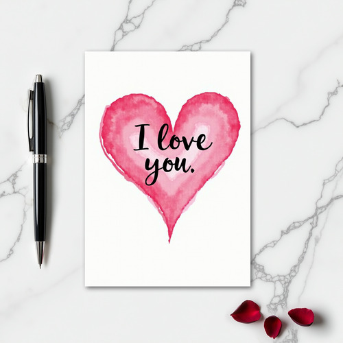 Simple Watercolor I Love You Heart Card